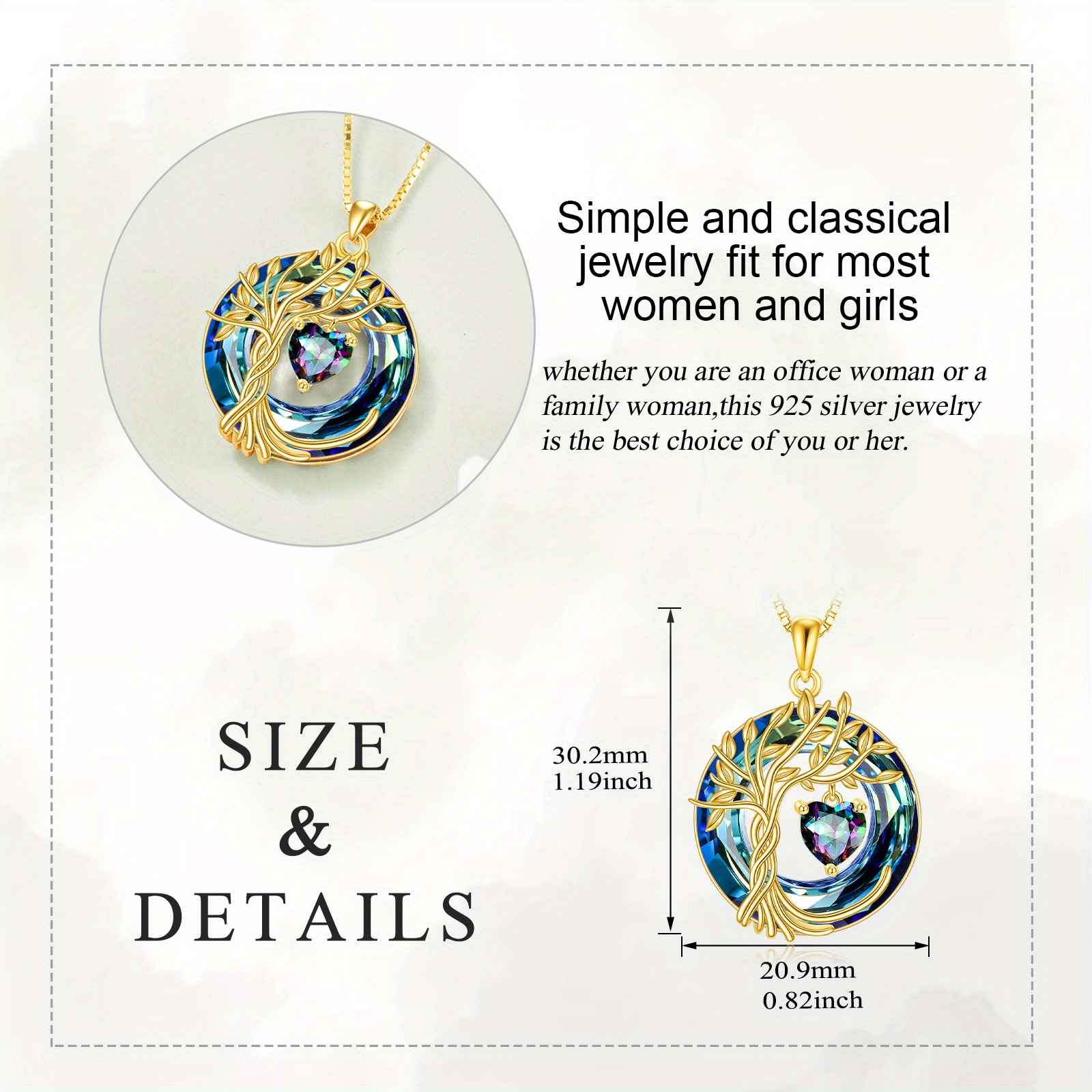 Sterling Silver Tree of Life Necklace June Birthstone Pendant