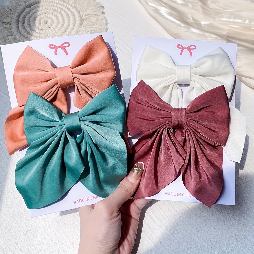 1PC Satin Hair Bows for Women Large Hair Barrettes Ribbon for Girls Giant  Long Bow Hair Clips Ponytail Holder Silk Big Hair Clips Accessories for  Women(Purple) 