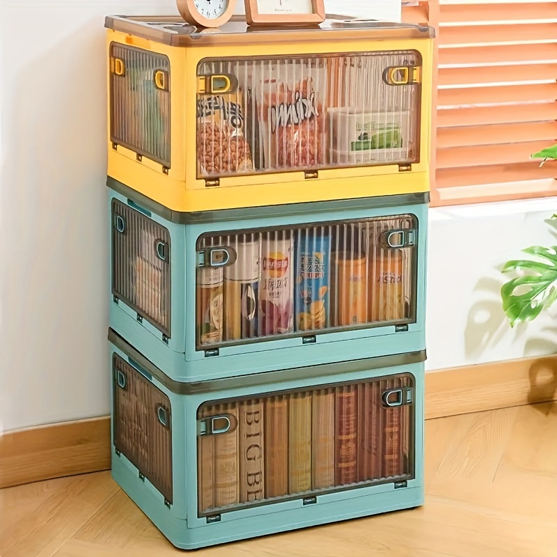 Double Door Folding Box Storage Cabinet Transparent Multifunction Plastic  Closet Container for Toys Book Car Offical Organizer
