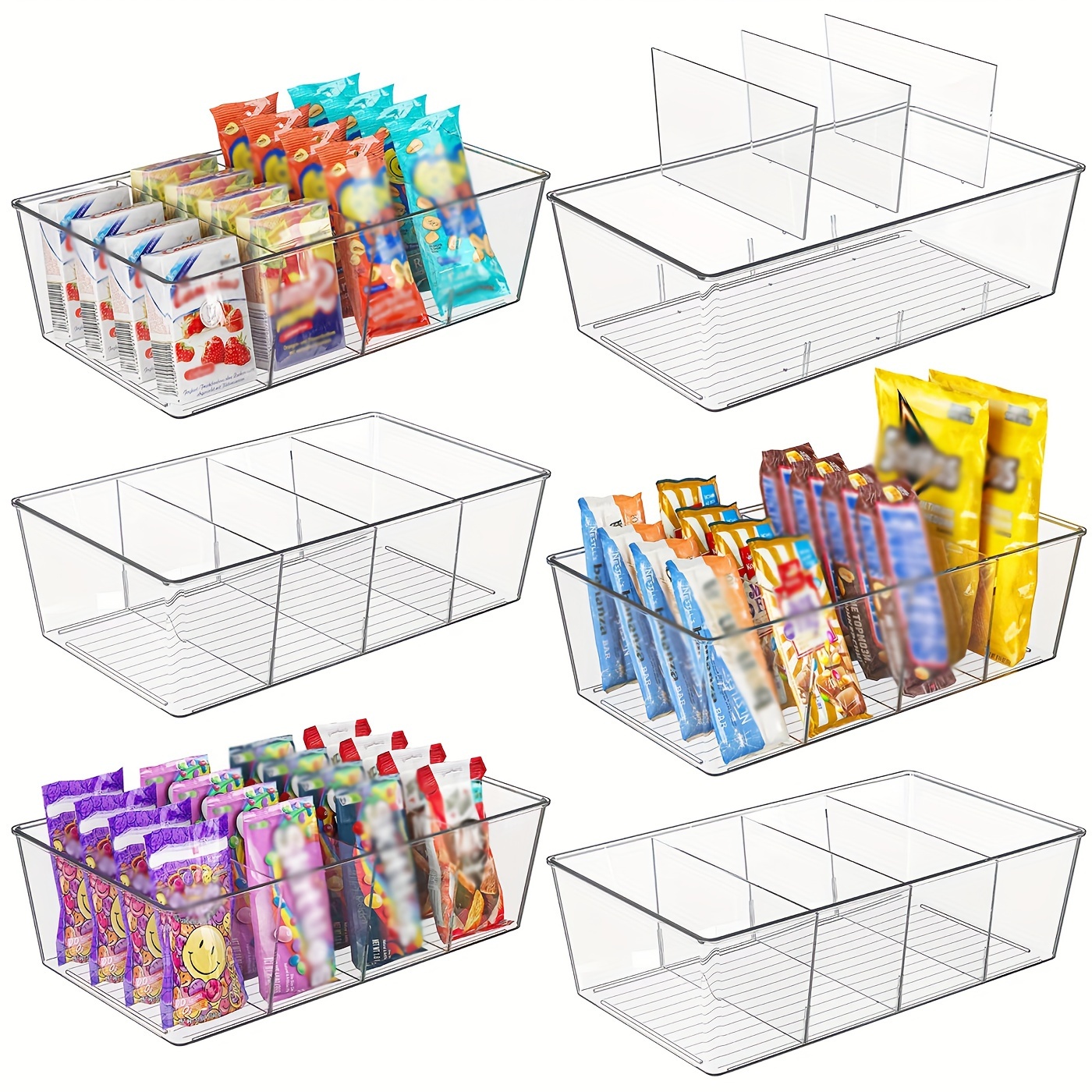 PICKKROSS Snack Organizer for Countertop, Wooden Snack Tray and Food  Storage Organizer Bins, Large 5-Compartment Snack Basket for Pantry,  Kitchen