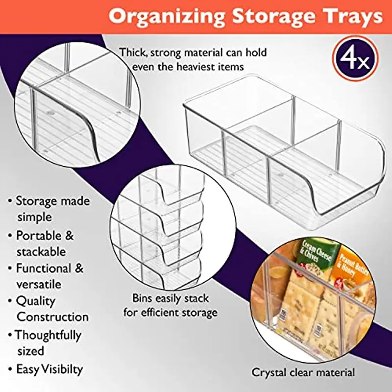 Kitchen Pantry Organization And Storage Bins With Dividers - Perfect For  Fridge, Refrigerator, Cabinet, And Kitchen Accessories - Improve Your  Kitchen Organization And Efficiency - Temu