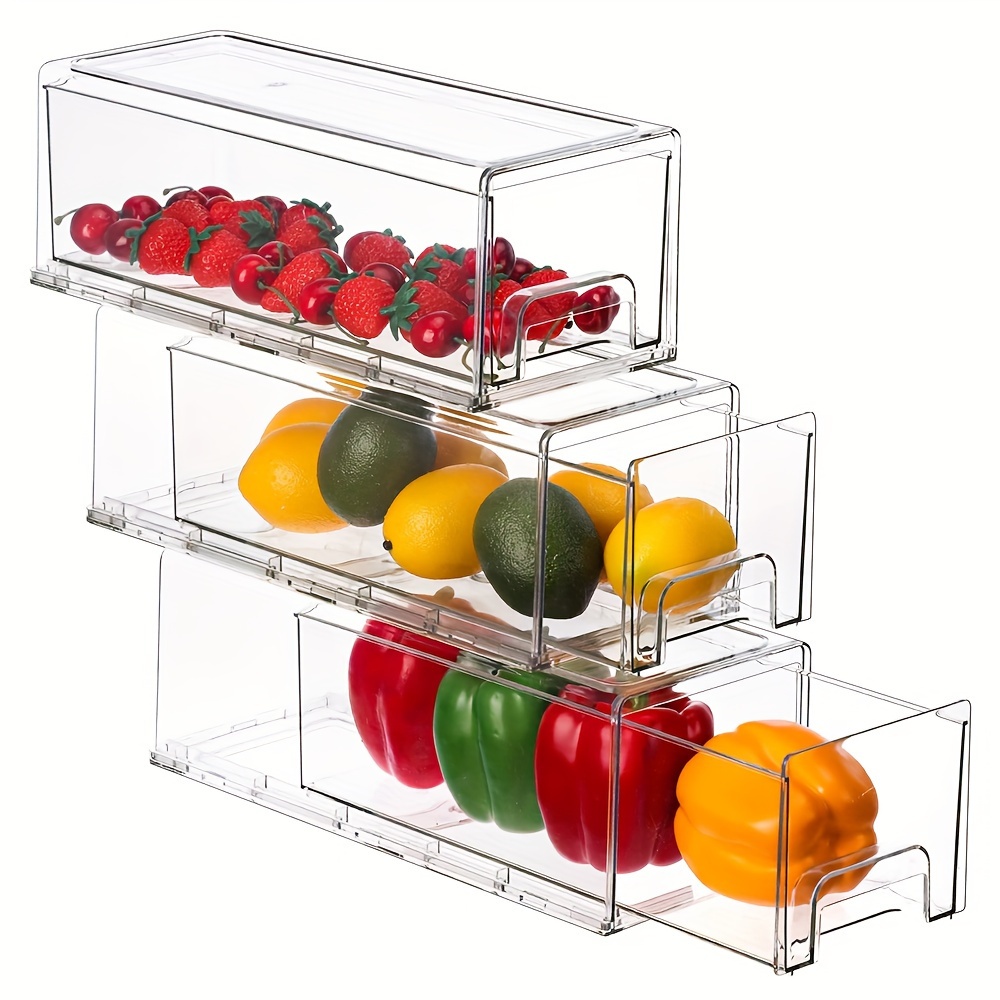 6 Pack Clear Storage Bins Fridge Organizer Kitchen Organization Pantry  Storage Bins-Divided Compartment Holder for Snacks, Packets Freeze  Organizers