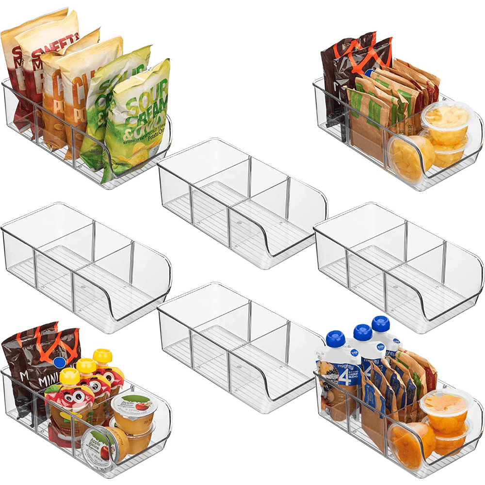 Plastic Pantry Organization And Storage Bins With Removable Dividers,  Multifunctional Snacks Storage Bins, For Kitchen Fridge, Countertop, Cabinet,  And Bedroom, Home Supplies - Temu