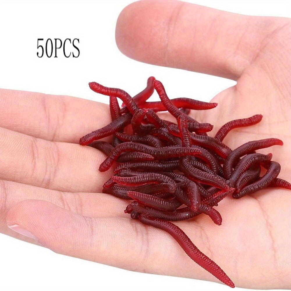  Fishing Soft Lure Earthworm Bait Lifelike Fake Earthworm  Grub Worm Soft Fishing Lure Baits,Various 16inch, Red