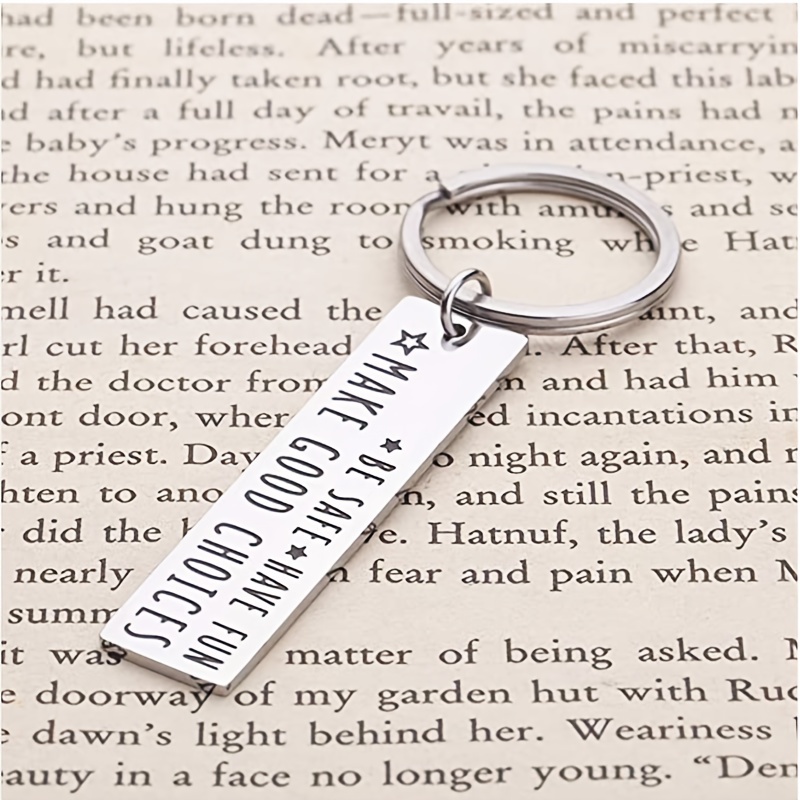 Asdomo Call Your Family Keychain Ornament,New Driver Gifts,Have Fun Be Safe  Make Good Choices Boy Girl Birthday Key Chain Pendant 