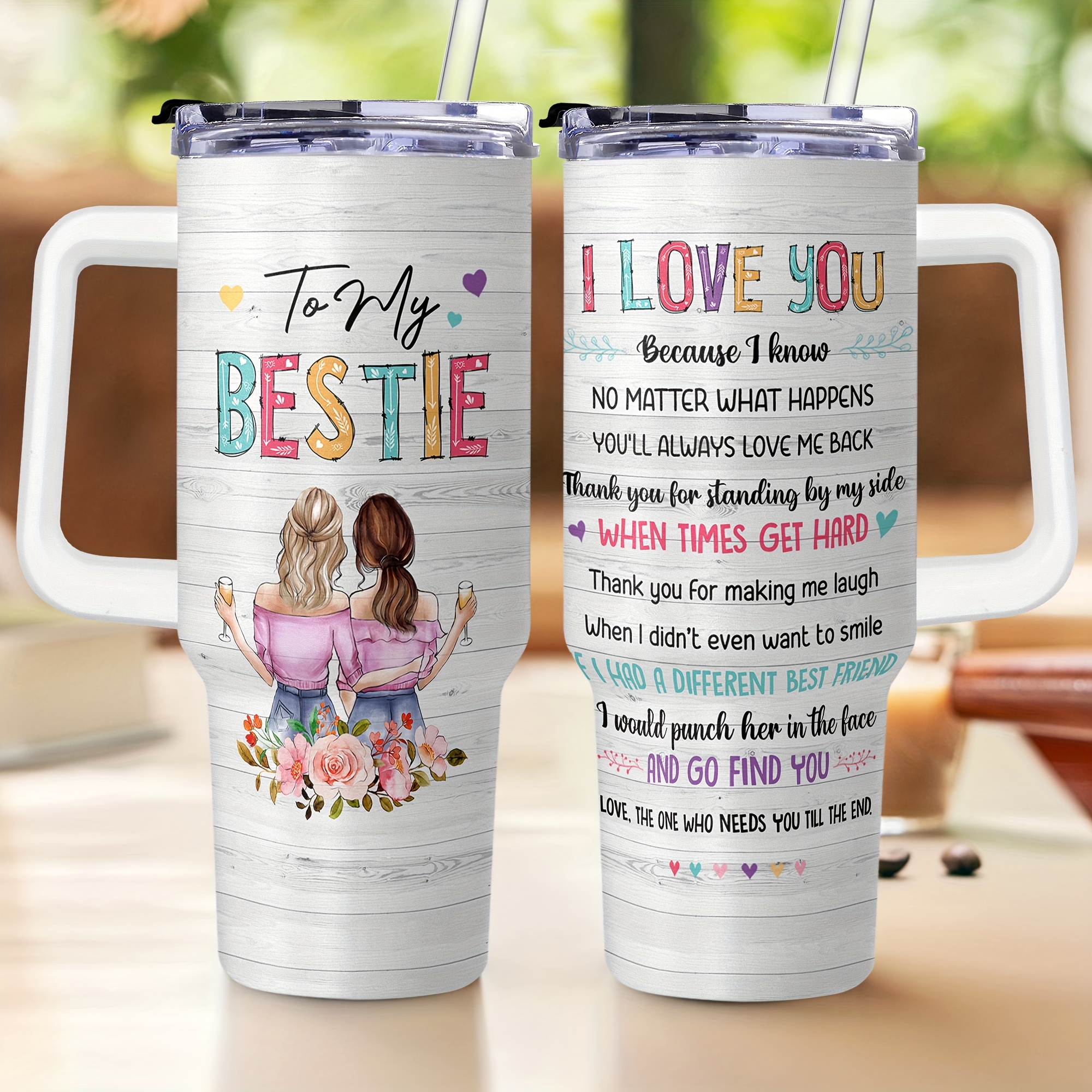 Best Friend Tumbler with Straw and Lid, Besties Cups, Bff/Bestie Gifts for  Women, Best Friend Travel Mug/Coffee Mugs for Women, Funny Best Friend