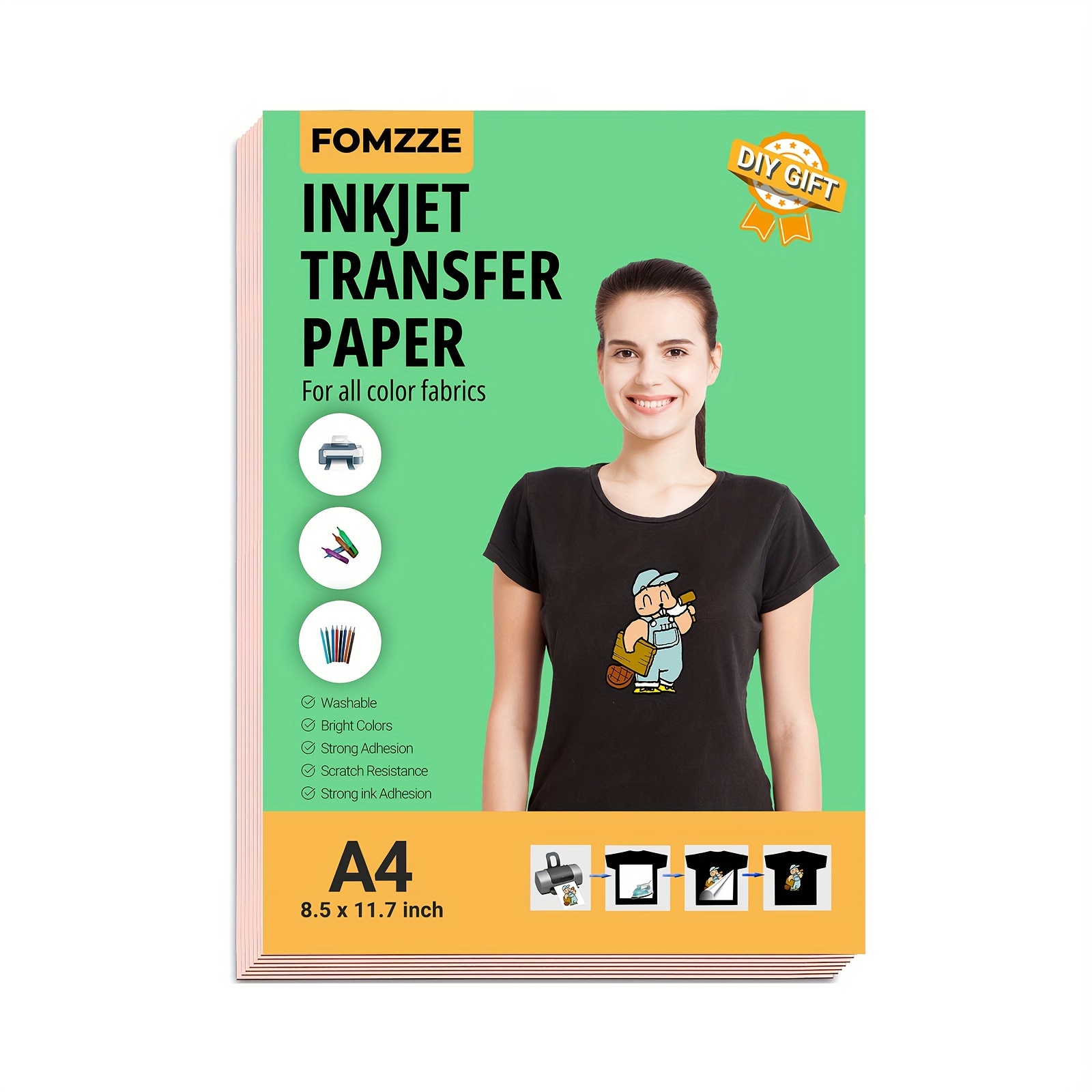 40 Sheets Printable Heat Transfer Paper for Dark Fabrics, Iron-on Dark  T-shirt Transfer Paper Works with Inkjet + Laser + Cricut 8.5x11 Letter  Size 