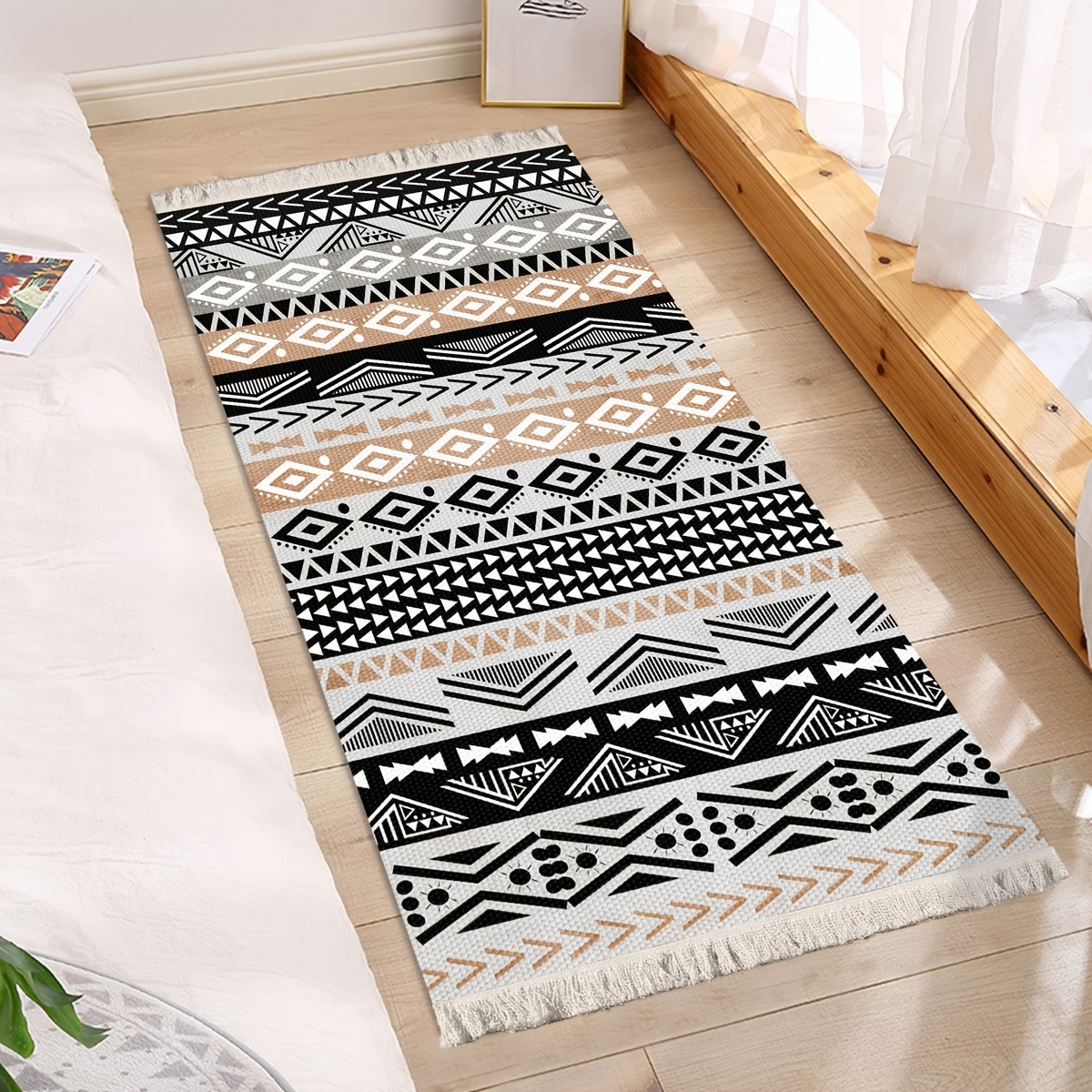 Boho Washable Woven Indoor Welcome Mat Vintage Geometric - Temu