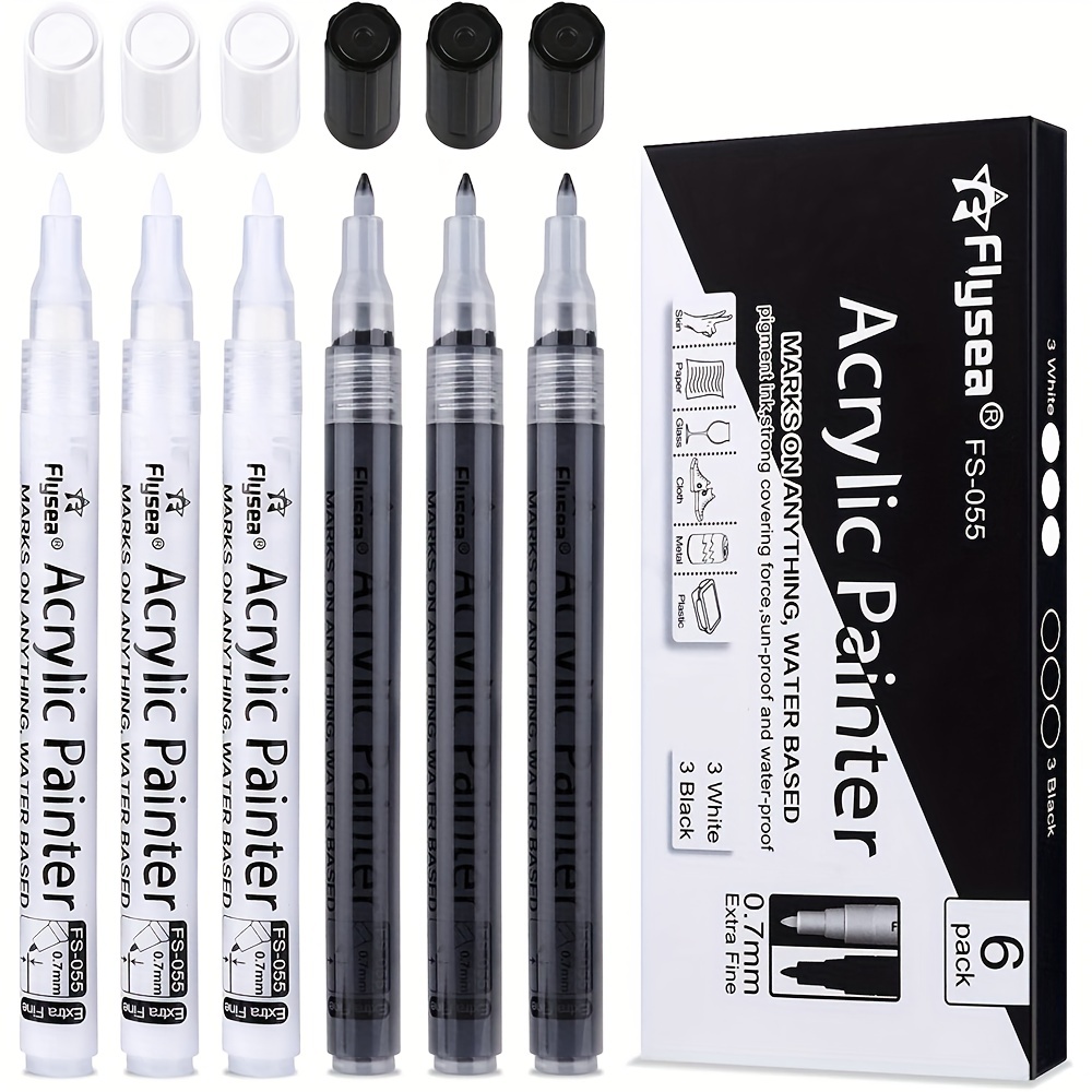 Medium Tip white acrylic paint pen - Set of 12 white acrylic paint markers
