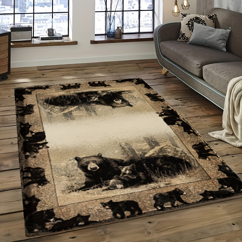 Vintage Black Bear Pattern Floor Mat, Lightweight Non-slip Waterproof And  Stain-proof Mat, Suitable For Living Room, Bedroom, Machine Washable,  Indoor And Outdoor Available, Home Decor, Room Decor, Area Rugs - Temu