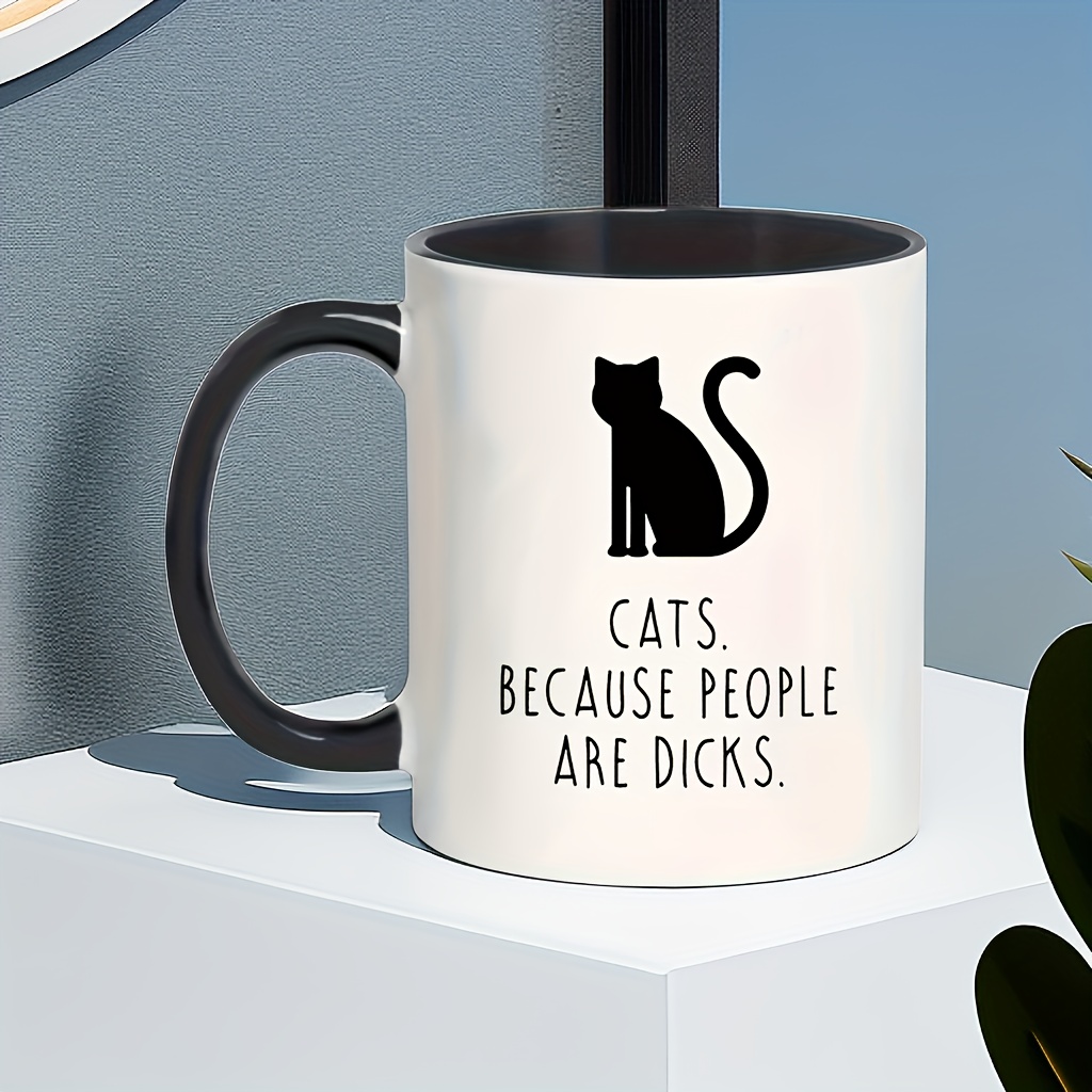 Portable Ceramic Coffee Cup Black Cat Design With Effoc - Temu