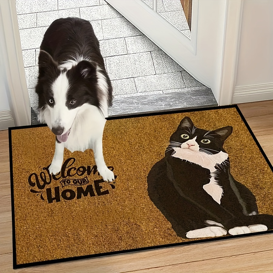 Cartoon Cat Letter Welcome Door Mat Soft Comfortable - Temu