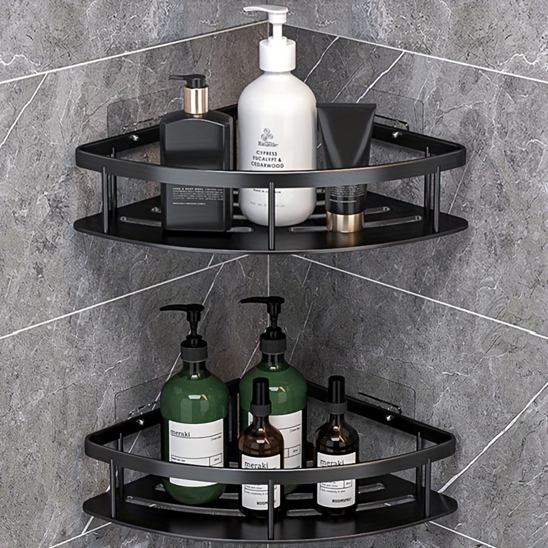 HOME CUBE 1 Pc 2 Layer Aluminum Multipurpose Kitchen Bathroom Corner Shelf  Wall Mount Storage Rack Bathroom Rack Soap Holder Storage Box Shower Rack