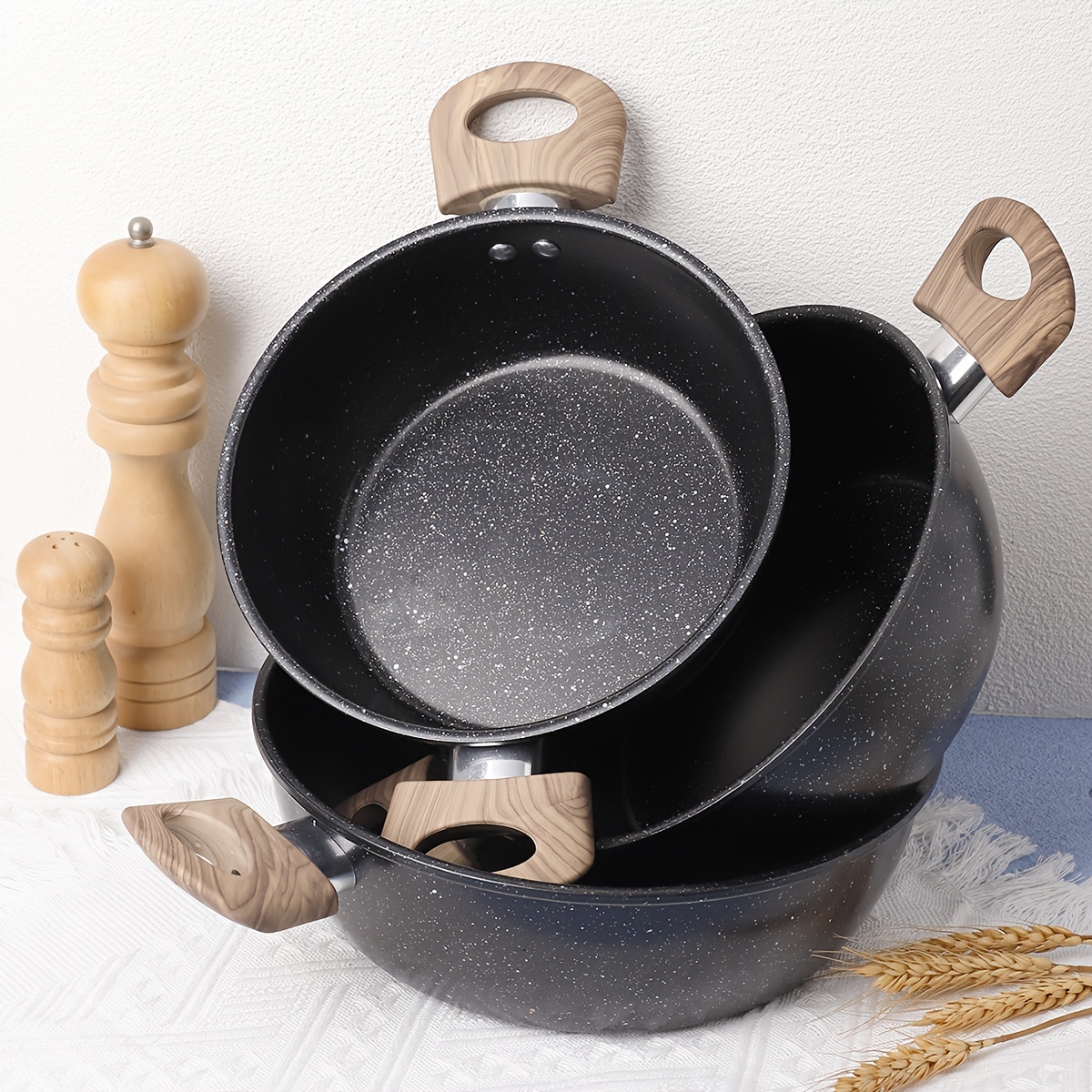 Stainless Steel Cookware Set Flat Bottom Frying Pan Soup Pot Milk Pot Kit Induction  Cooker Cooking Pan For Home - Temu