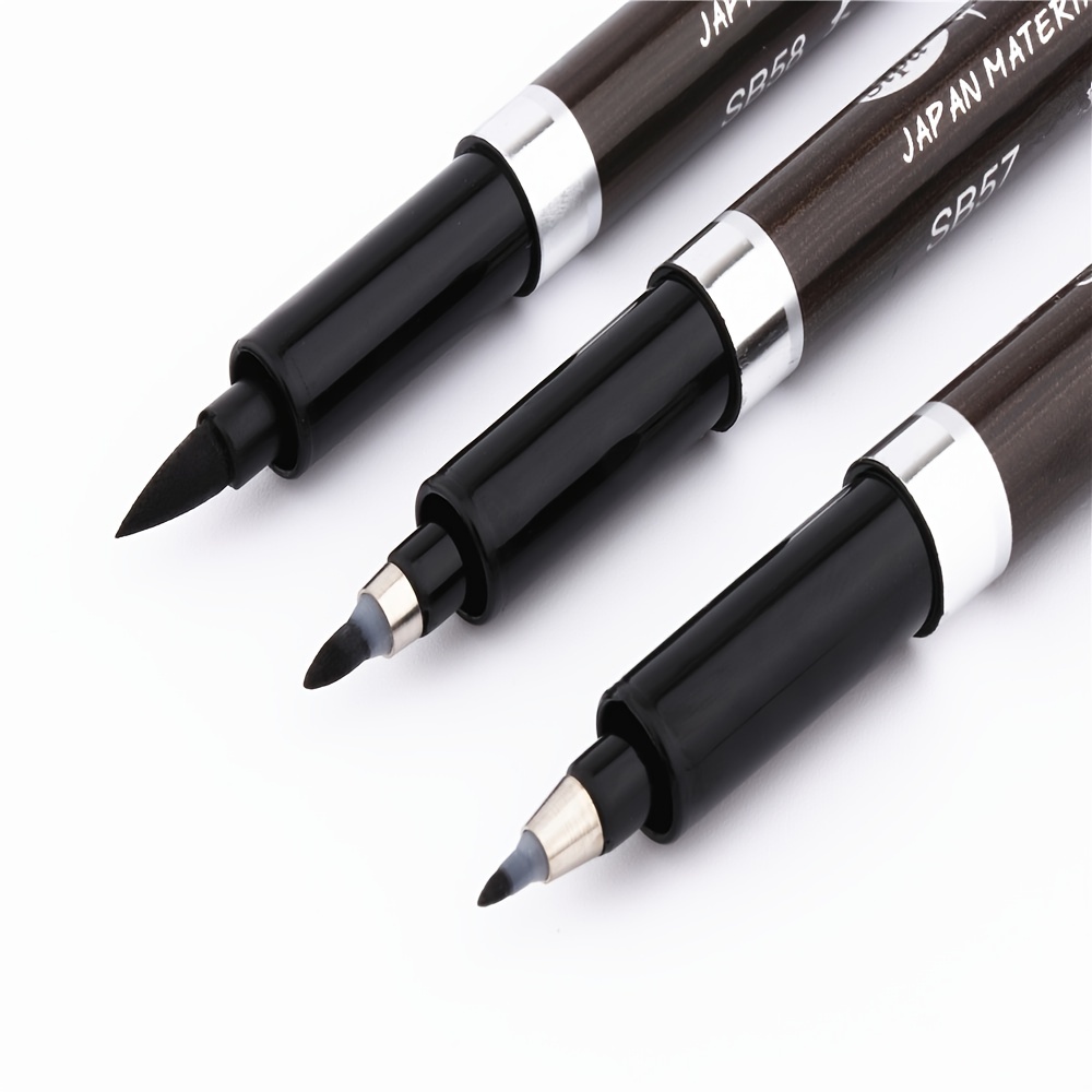 1/3 pcs Double Head Hand Lettering Pens Chinese Calligraphy Brush Pens Set  Signature Pen Art Markers Black Ink 4 Size for Beginners Writing Drawing