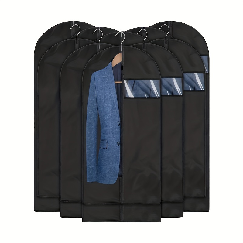  Fundas de traje para hombres, bolsas de ropa con cremallera  para almacenamiento en armario (negro, paquete de 6), Negro - : Ropa,  Zapatos y Joyería