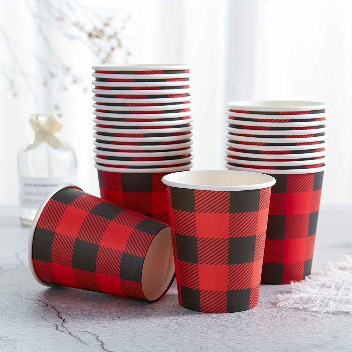 Red Black Plaid Vacuum Thermos Christmas Tartan Check Insulated Water  Bottle Stainless Steel Double Wall Flask Bottles, Sports Coffee Travel Mug  Cup