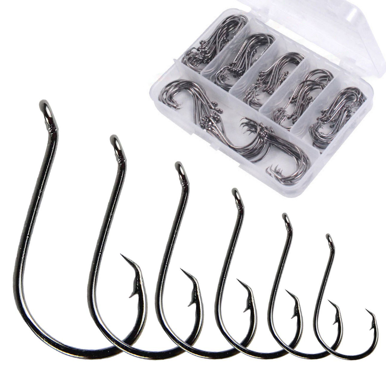 Black Anchor Circle and J Hooks 160pcs/box Saltwater Fishing Gear