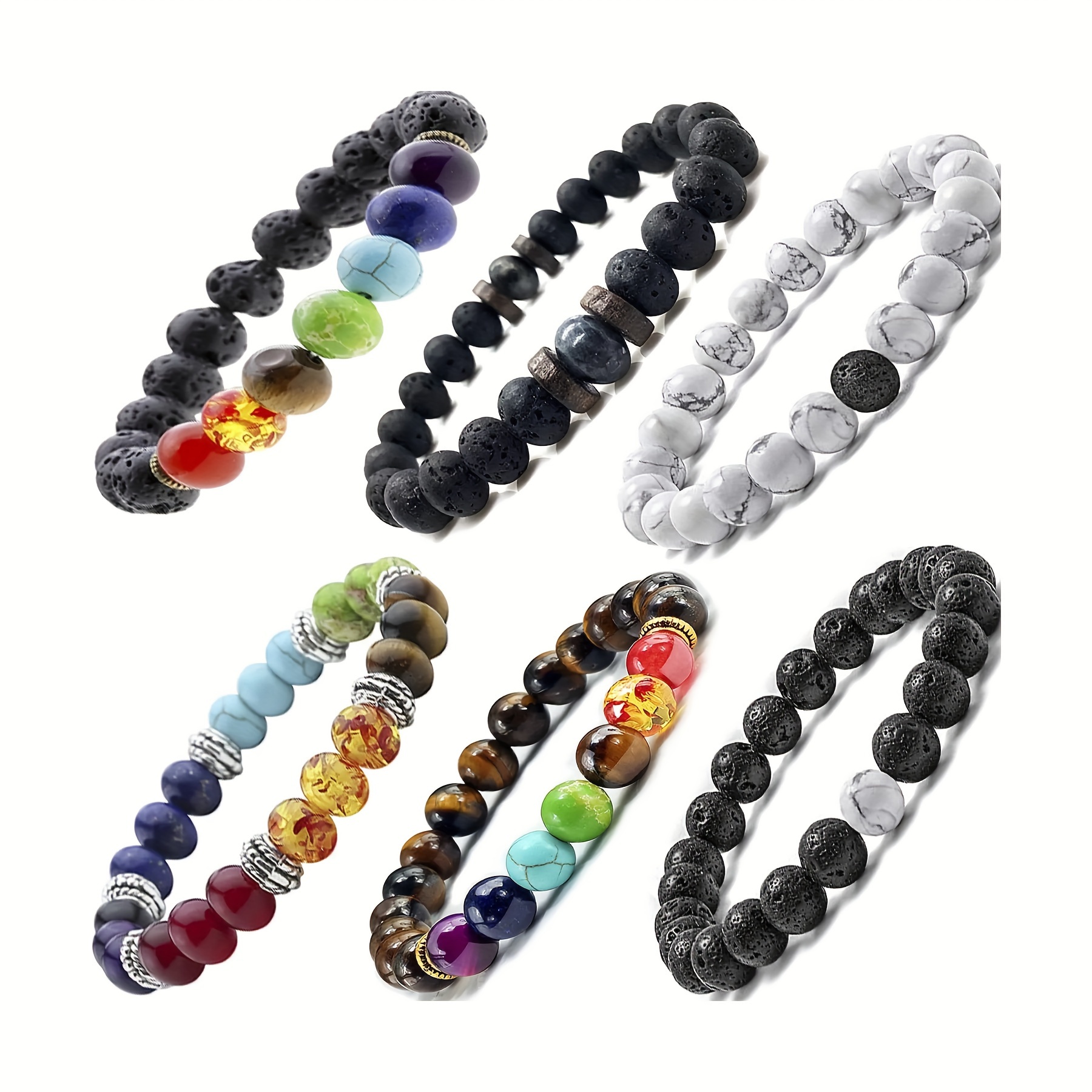 488pcs 6mm Volcanic Rock Beads 10 Colors Chakra Beads Energy Healing Lava  Beads Round Gemstone Loose Beads for Jewelry Making 