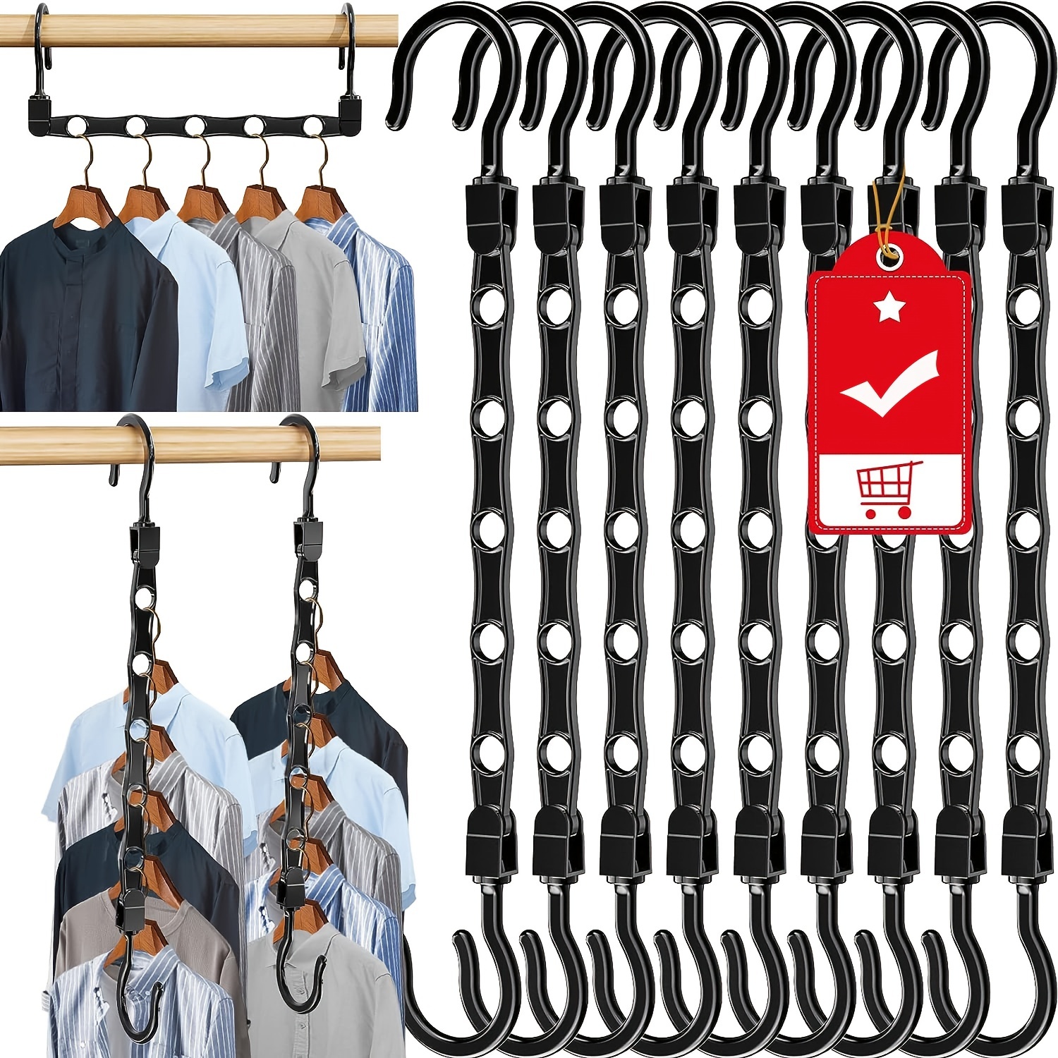 Space Saving Hanger Hooks, Space For Triangles Hangers, Space Saving Closet  Organizers And Storage Hanger Extender As-seen-on-tv (black) - Temu
