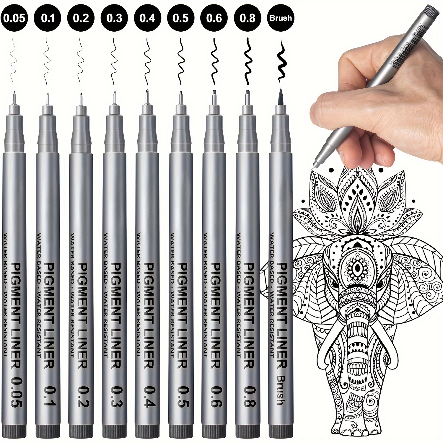 Micro-Pen Fineliner Ink Pens, 12 Pack Black Micro Fine Point