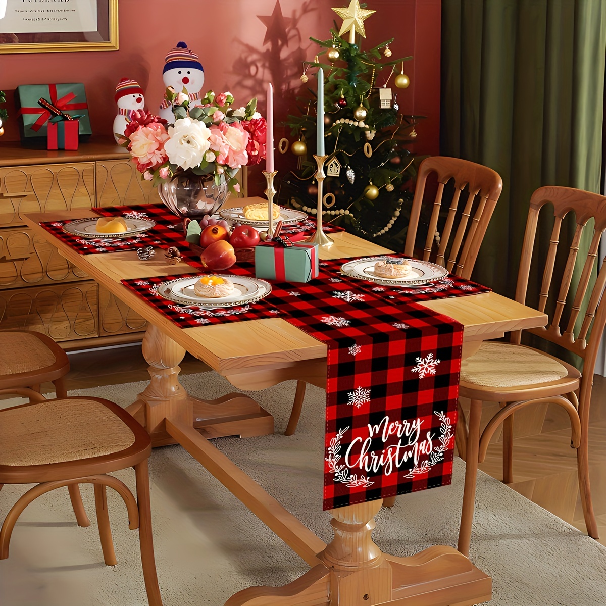 Putuo Decor Merry Christmas Wooden Snowflake Shaped Table - Temu