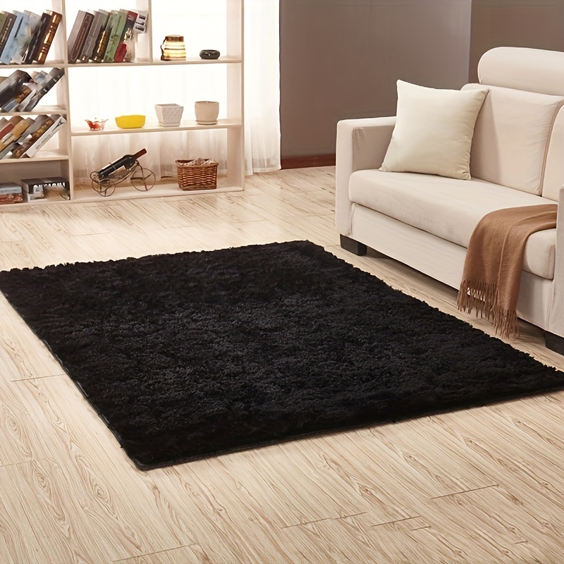 Alfombra Negra De Pelo Largo Para Dormitorio,1,21mtsx1,82mts