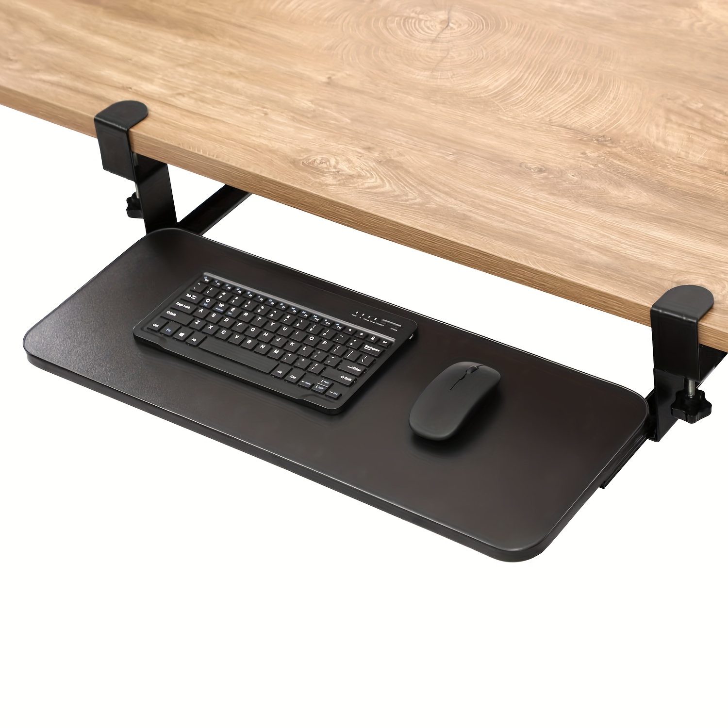 Bandeja deslizante para teclado, soporte para teclado sin perforaciones,  cajón de altura ajustable, extensor de escritorio para ordenador, Color  teca