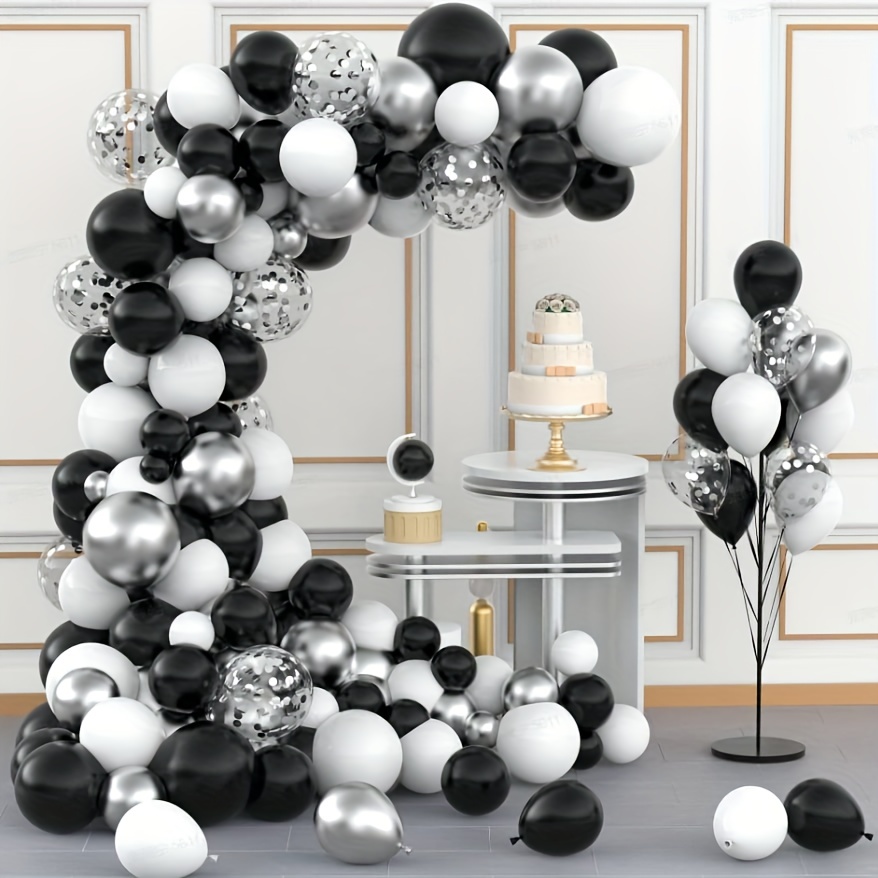 Black and White Birthday Party Decoration, Monochrome Balloon Garland,  COL017, COL016, P145, P163 
