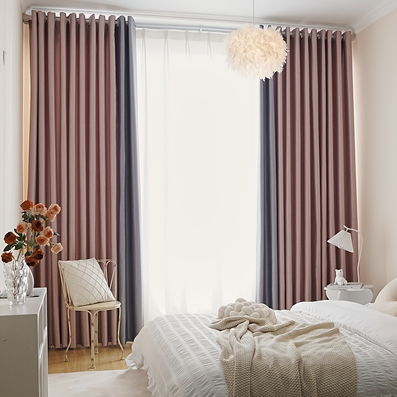 Cortina opaca de gasa de doble capa, cortina de gasa degradada de color,  cortina de tratamiento de ventanas, aislamiento acústico/ahorro de