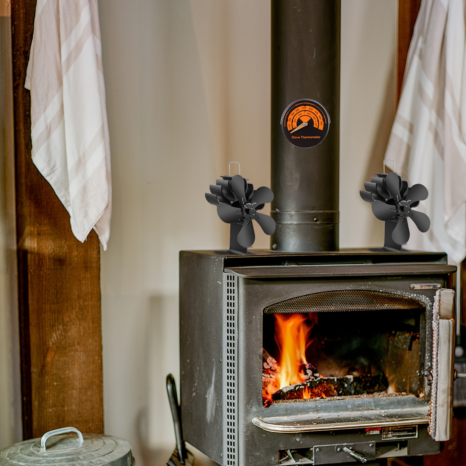 Ventilador de chimenea de árbol de Navidad, ventilador de estufa de 5  aspas, ventilador ecológico de ahorro de energía, para estufa de leña,  quemador