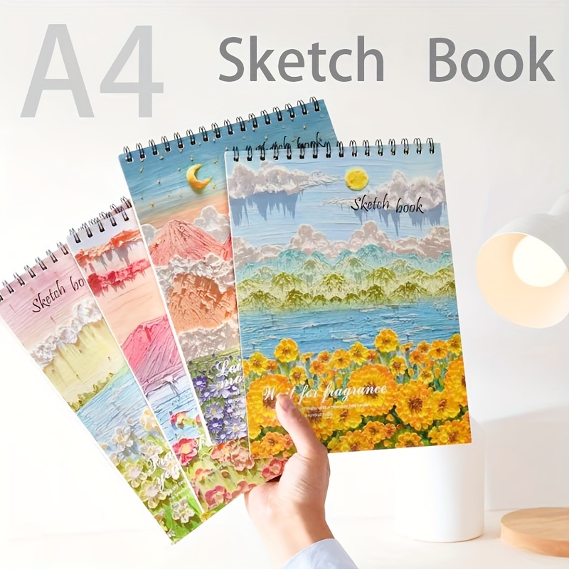 Cute idea sketch A4 watercolor painting sketch book large students 16k coil  blank hand-painted drawing book