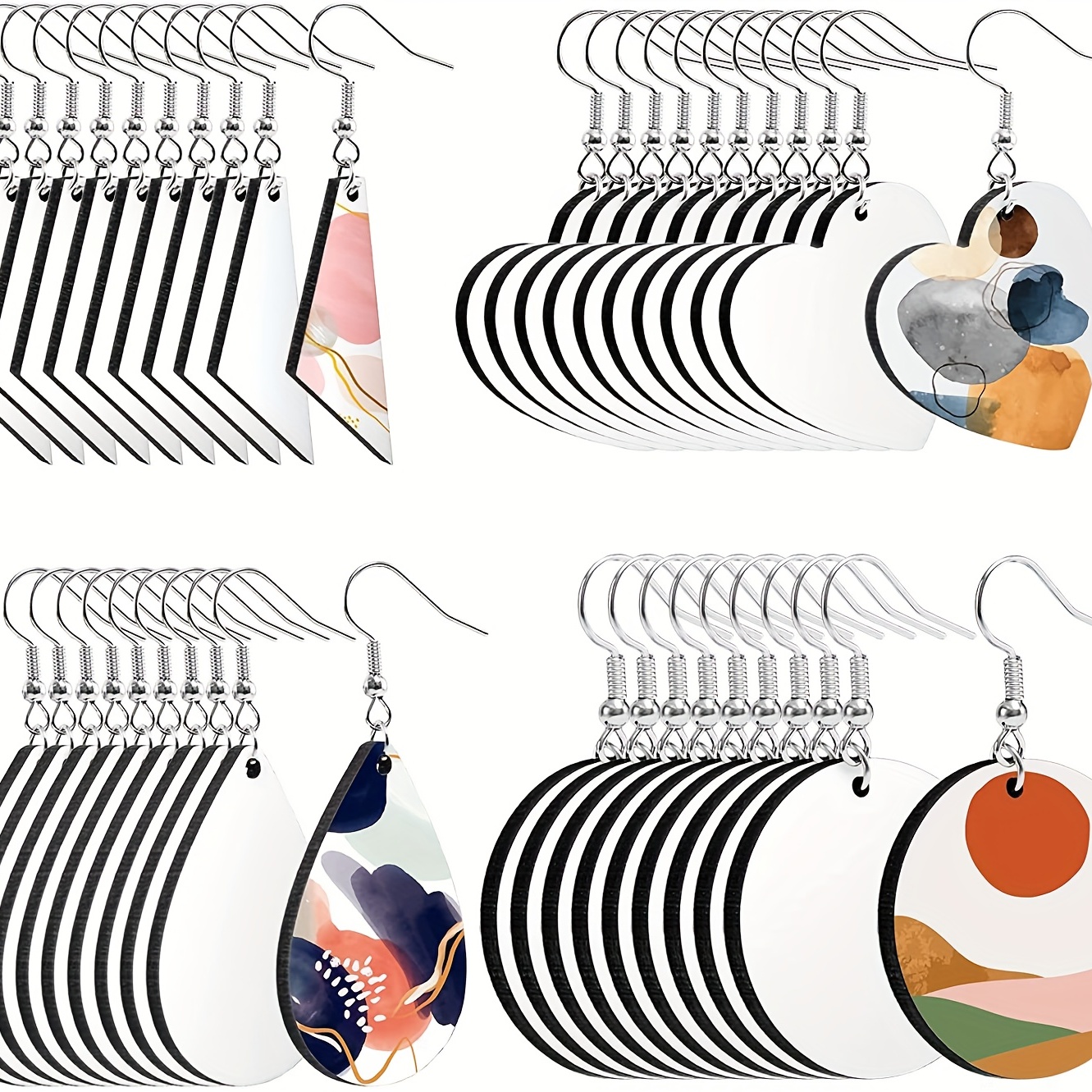 5 Pairs Bulk Blank Sublimation Earrings for Girls Women with Metal Plates  Blanks for Heat Press Diy Ornament Accessories