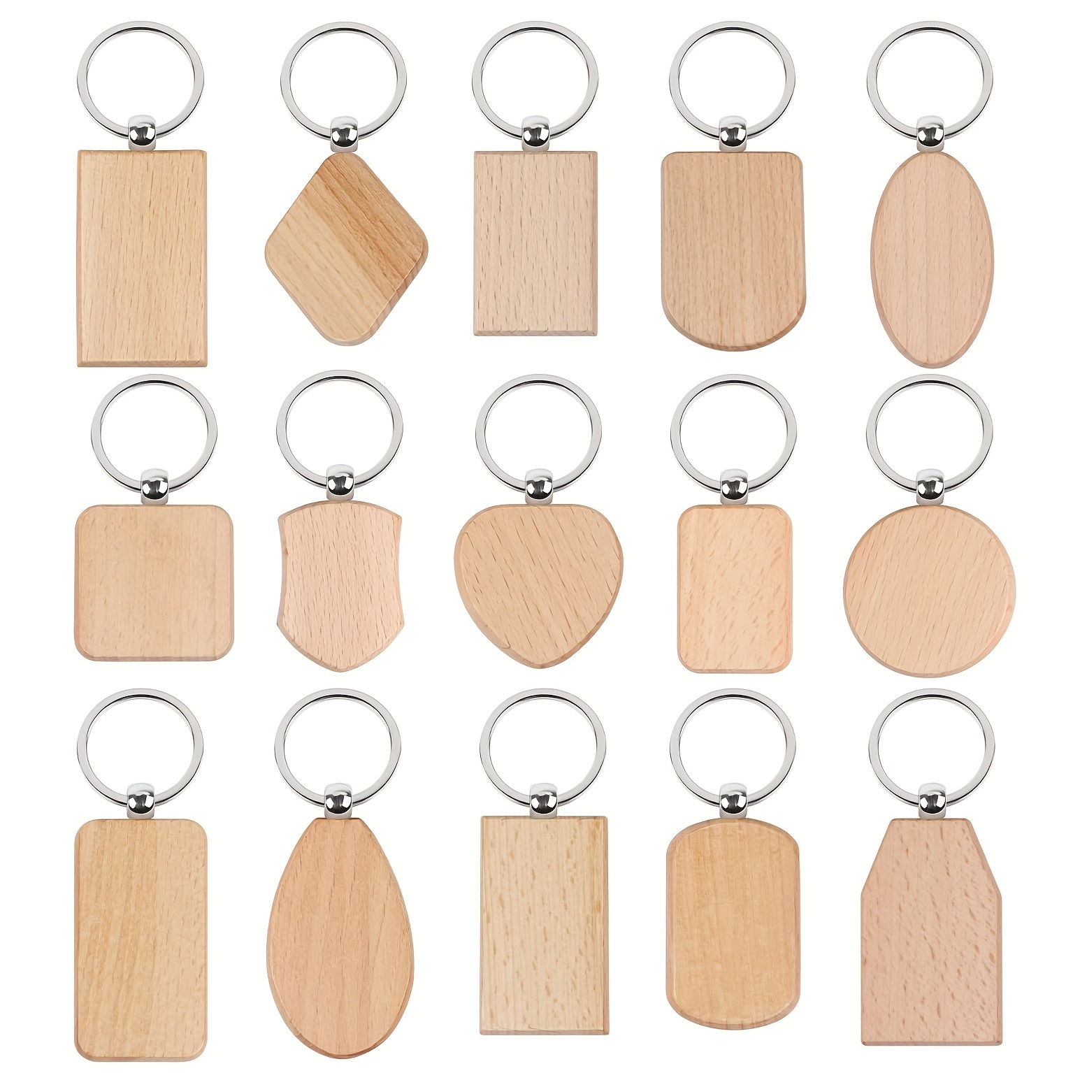  50 Pieces Wooden Keychain Blanks Laser Engraving Blanks Wood  Blanks Key Chain Bulk Unfinished Wooden Key Ring Key Tag for DIY Gift  Crafts (Assorted Style) : Arts, Crafts & Sewing