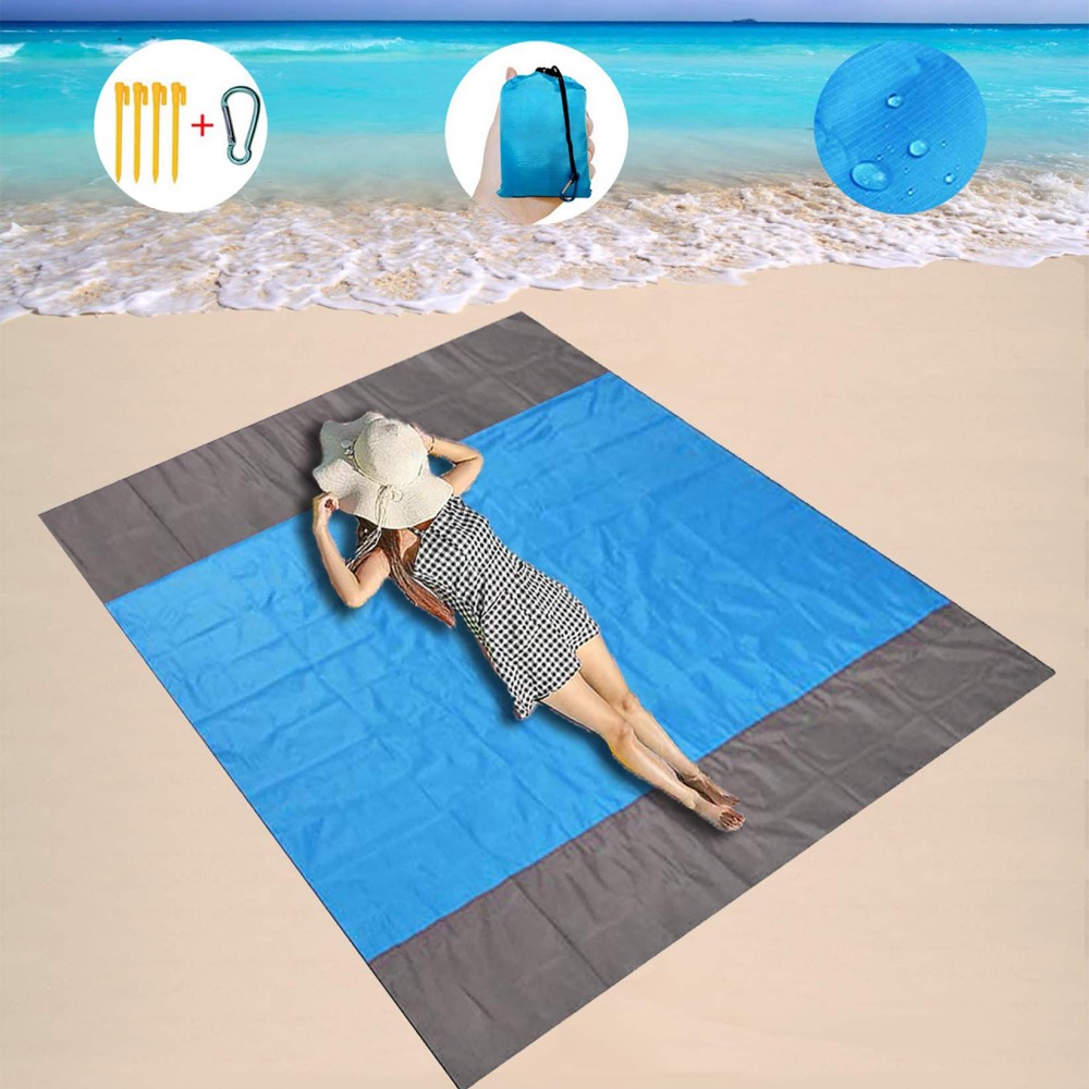 Manta de día de campo para playa, extra grande, resistente a la arena,  impermeable, manta de camping, portátil, manta de viaje, alfombra de juego  para