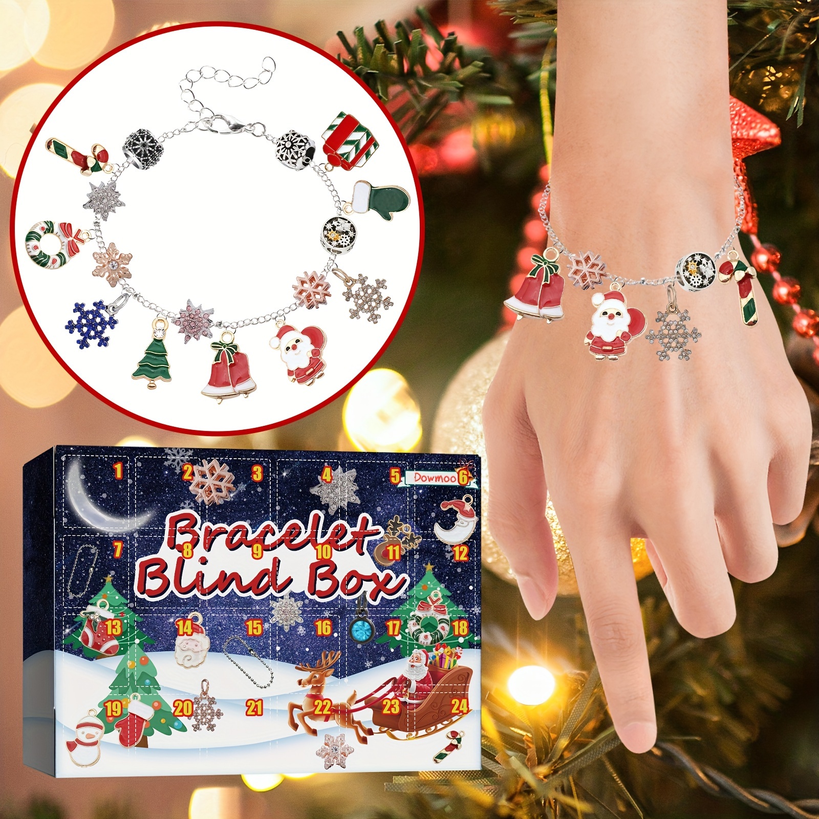Christmas Advent Calendar Bracelets Blind Box Kit 24 Days Count