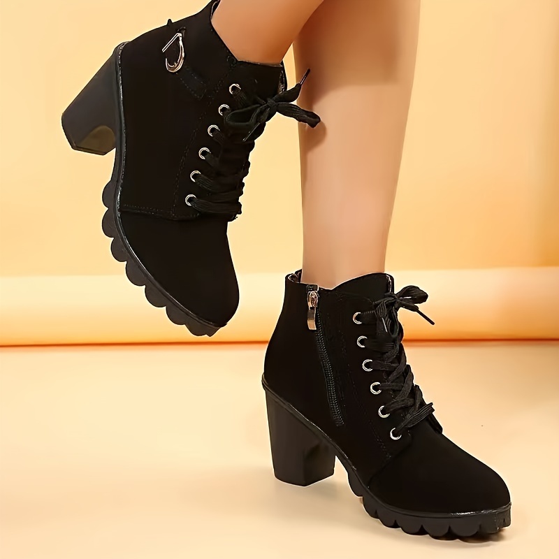 Soda lace up on sale black heeled booties