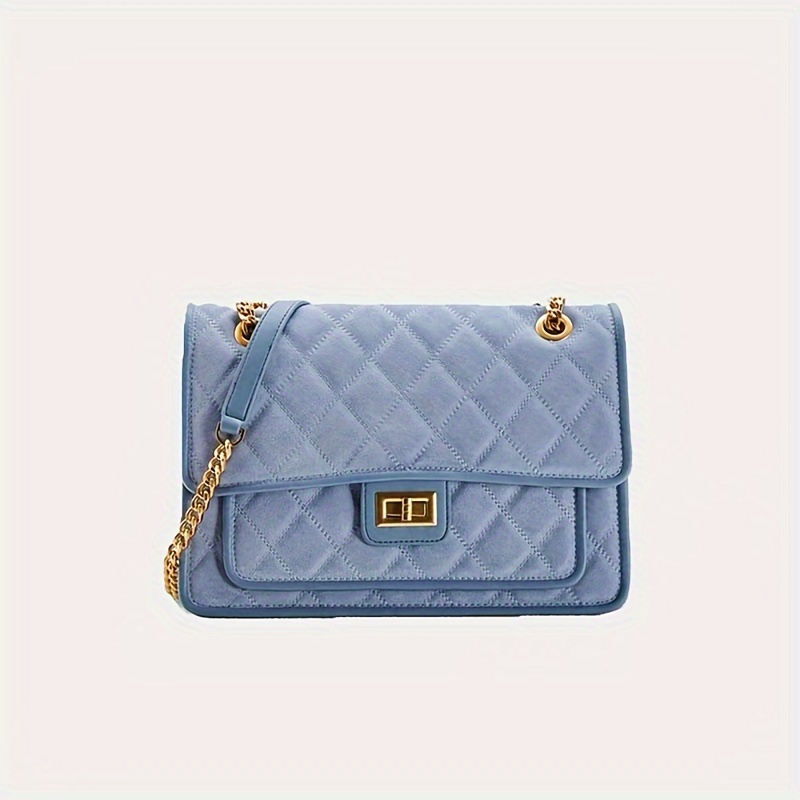 Baby Blue Quilted Nylon Crossbody Messenger Bag