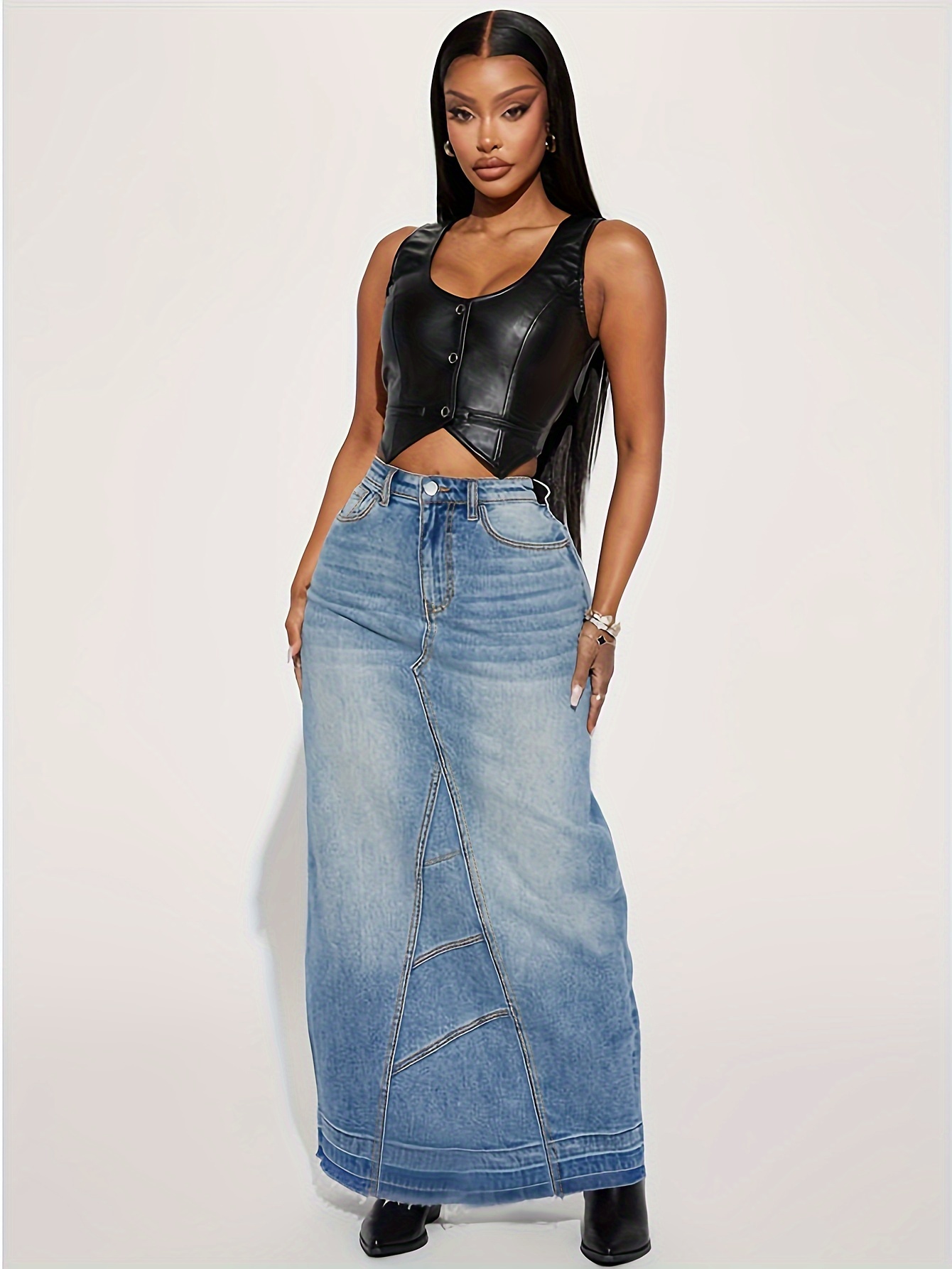 Denim skirt 2024 with big pockets