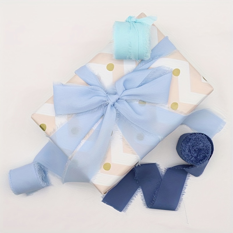 Blue Milk White Light Blue Chiffon Ribbon Bow Ribbon Gift - Temu