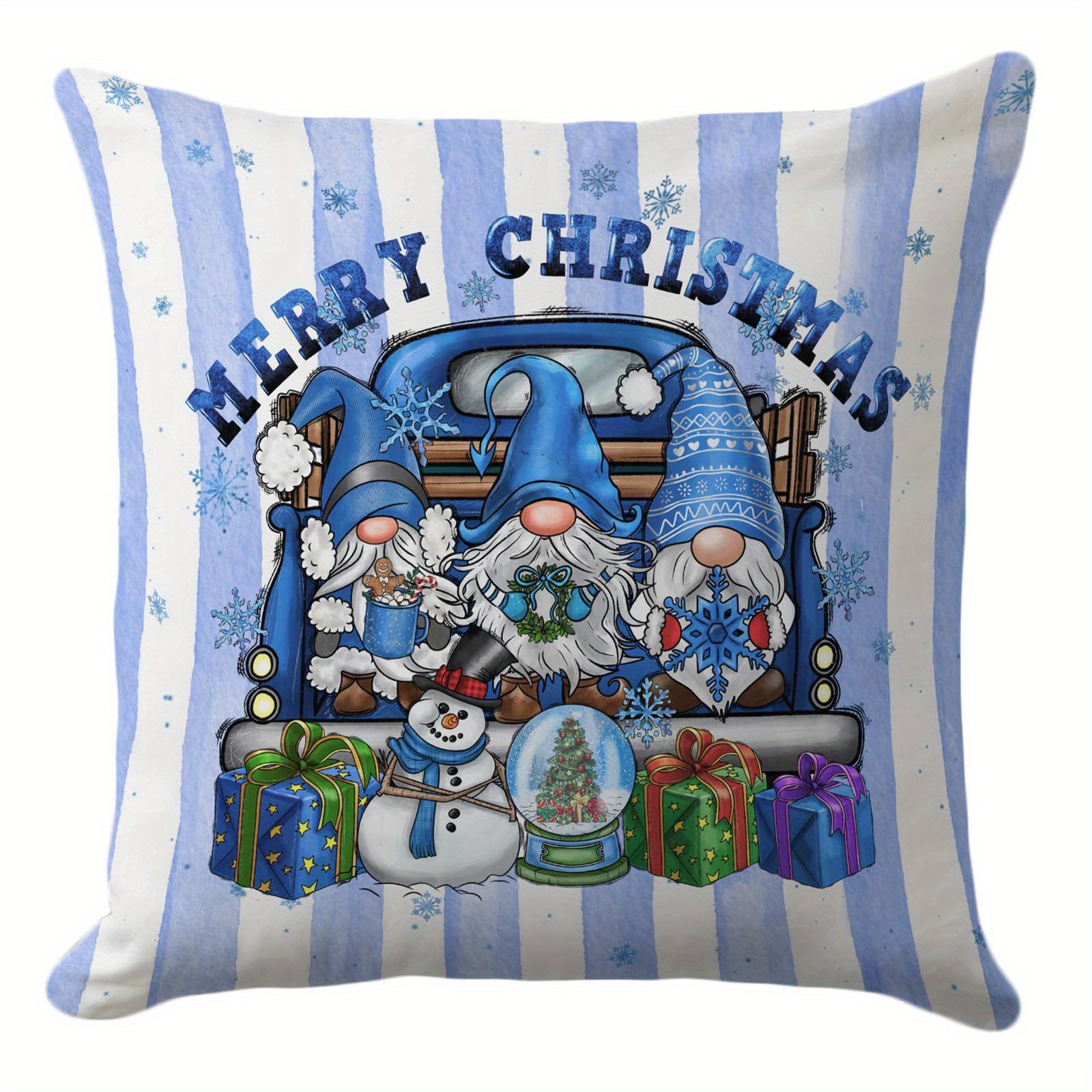 Blue Christmas Gnome Throw Pillow Cover in 2023