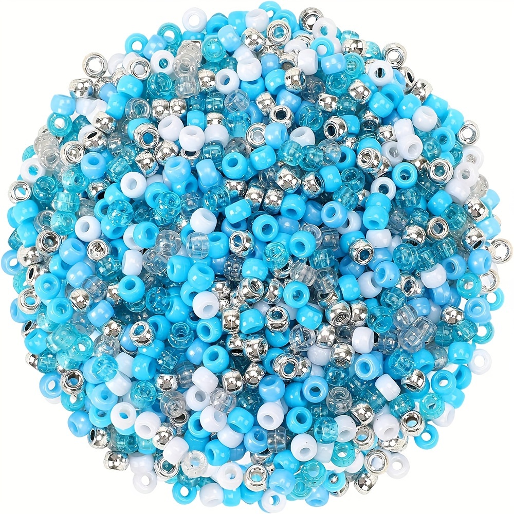  Tara Assorted Color Design 240 Pieces Plastic Beads 10x12 mm  for Braid Hair for Girls (Blue Mix) : Everything Else