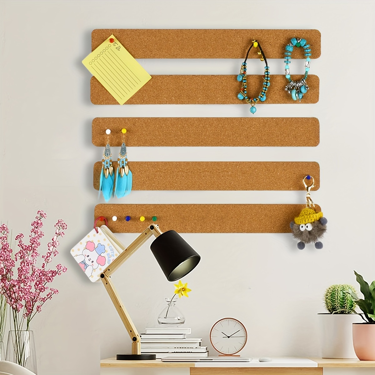 MAGICLULU 5pcs Mini Cork Board Framed Cork Board Bulletin Board Cork Tiles  Board Tile Notice Board Cork Pad Wooden Bamboo