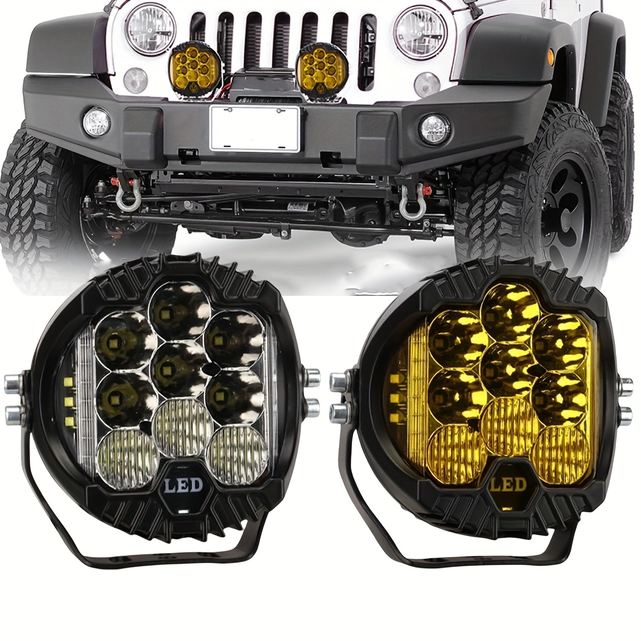 Feux de jour rond 70mm 9 LED pour voiture, moto et quad