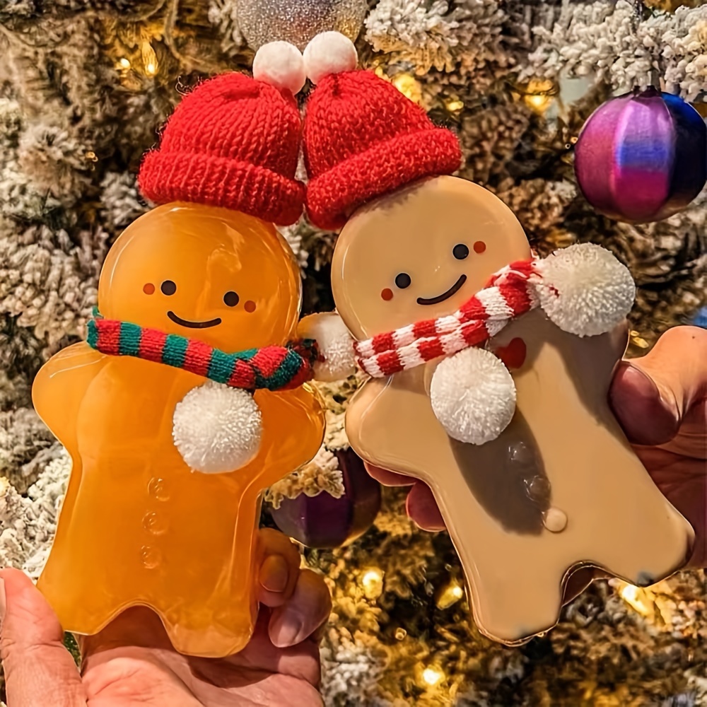 5pcs Cute Gingerbread Man Shape Sealed Jar Plastic Drinking Cup Milk Water  Bottle Christmas Decorations Kids Toy biscuit bottle