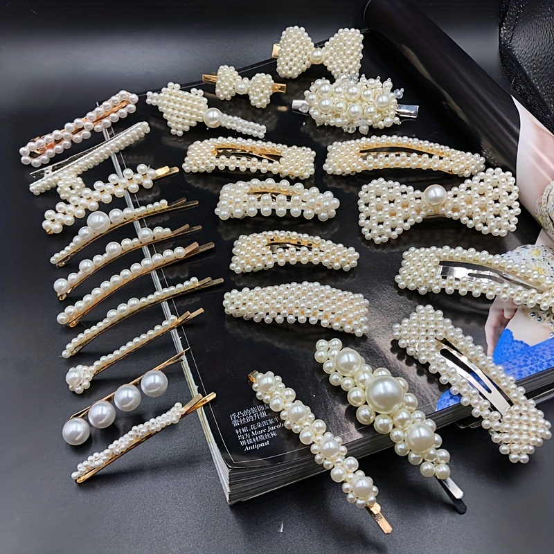 2pcs Hair Clip, Hair Pins Faux Pearl Claw Clips Headwear Hair Accessories for Women and Girls, Trendy Jewelry Gift,Temu