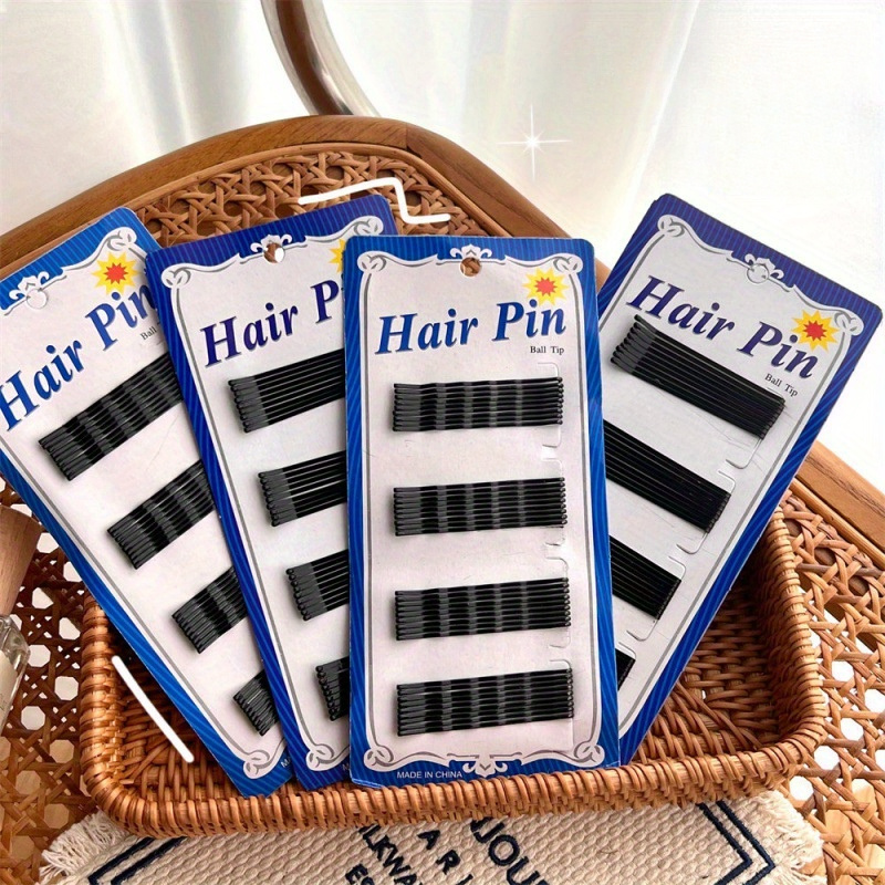 50pcs Small Bobby Pins Black Long Bobby Pin Reusable Non Slip Simple Style  Hair Clips For Thick Hair