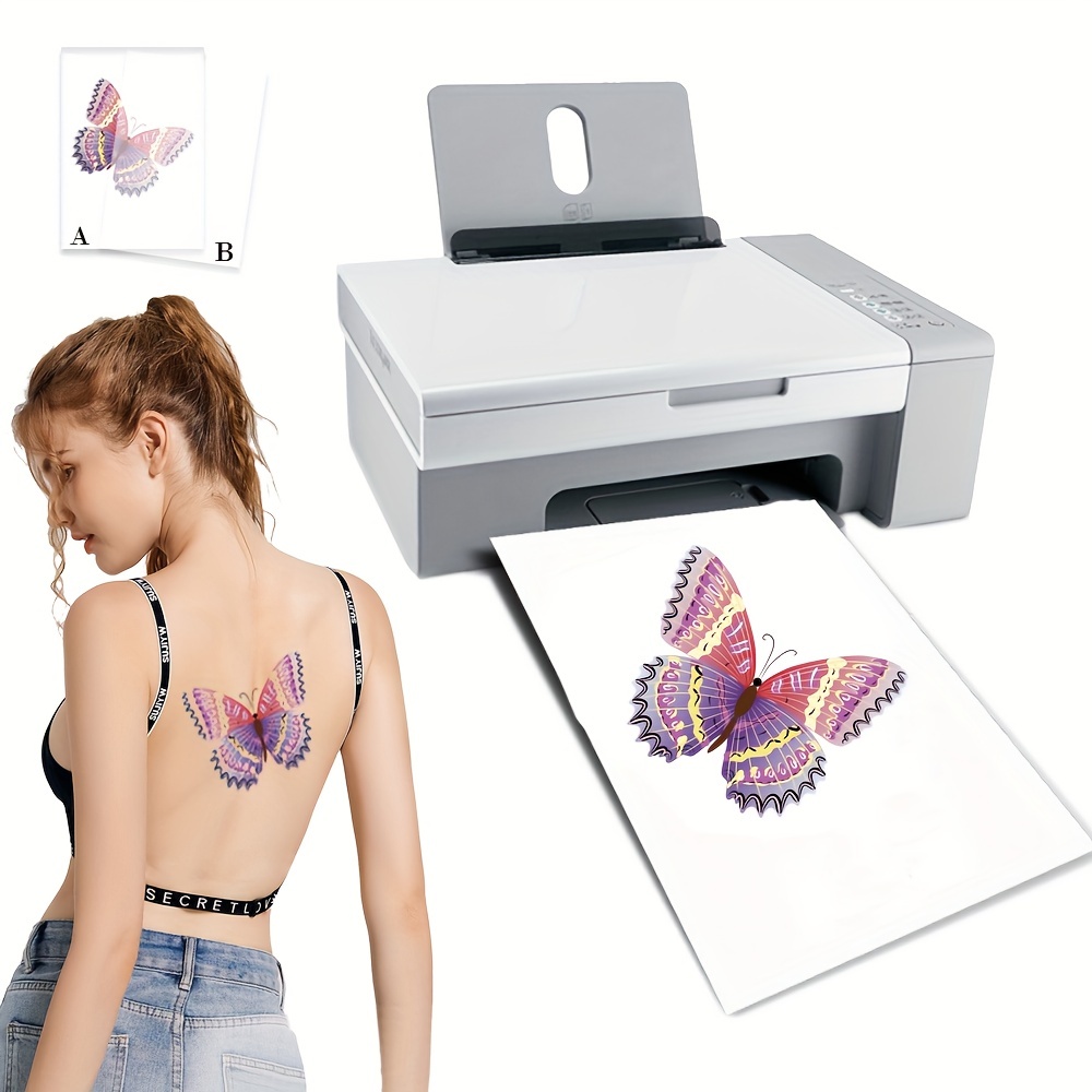 TransOurDream Blue Printable Temporary Tattoo Transfer Paper for Inkjet &  Laser Printer (A+B per Set, 10 Sets, A4 size) DIY Personalized Temporary