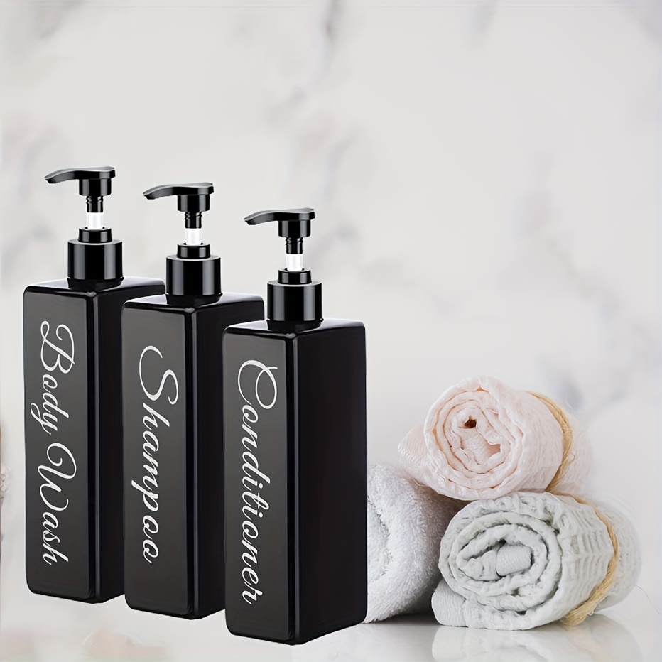 Black Plastic Soap Bottle Shampoo Dispenser Refillable Shower Bottles  Bathroom Hand Soap Conditioner Bottle Reusable Body Wash 