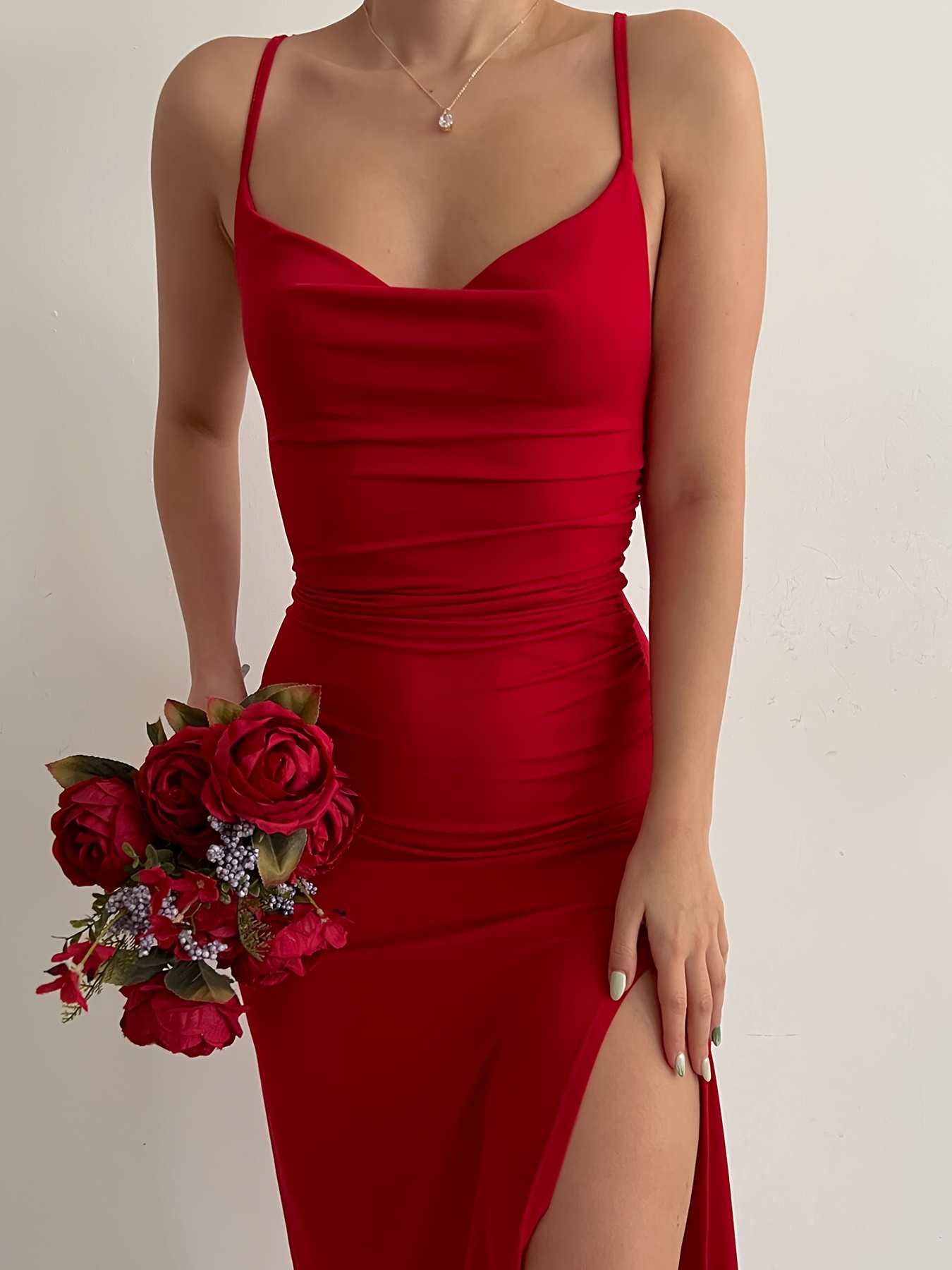 Vestido De Mujer Rojo - Temu